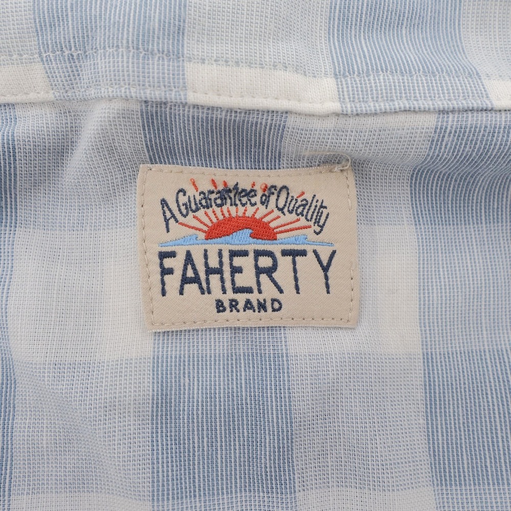 Faherty Linen Blend Gingham Plaid Button Down Shi… - image 5